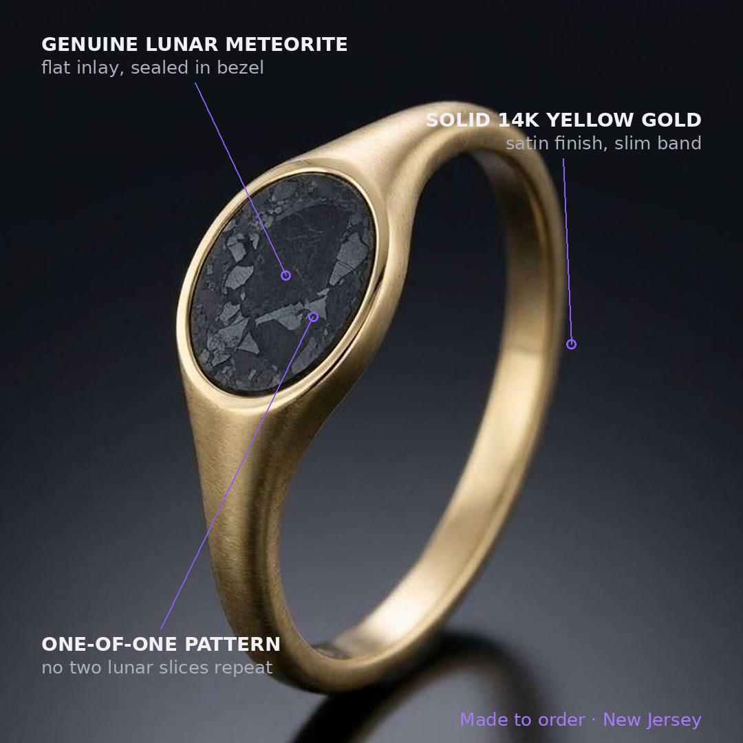 Luna - Lunar Meteorite - Signet Ring — annotated