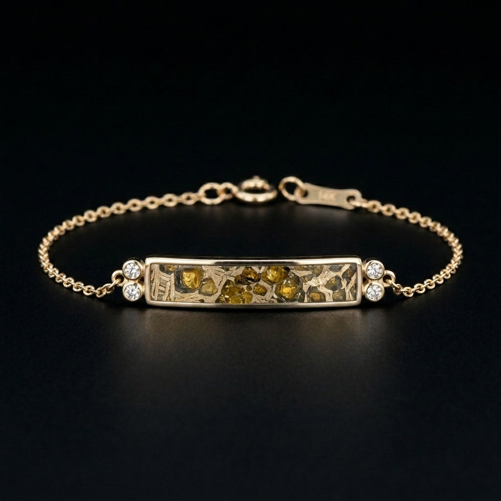 Pallasite Bar Chain Bracelet