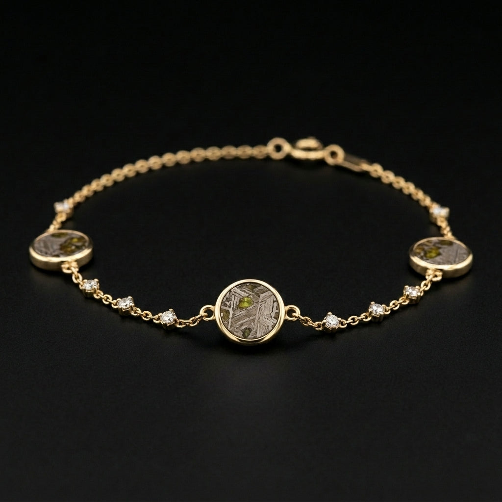 Pallasite Three Disc Bracelet
