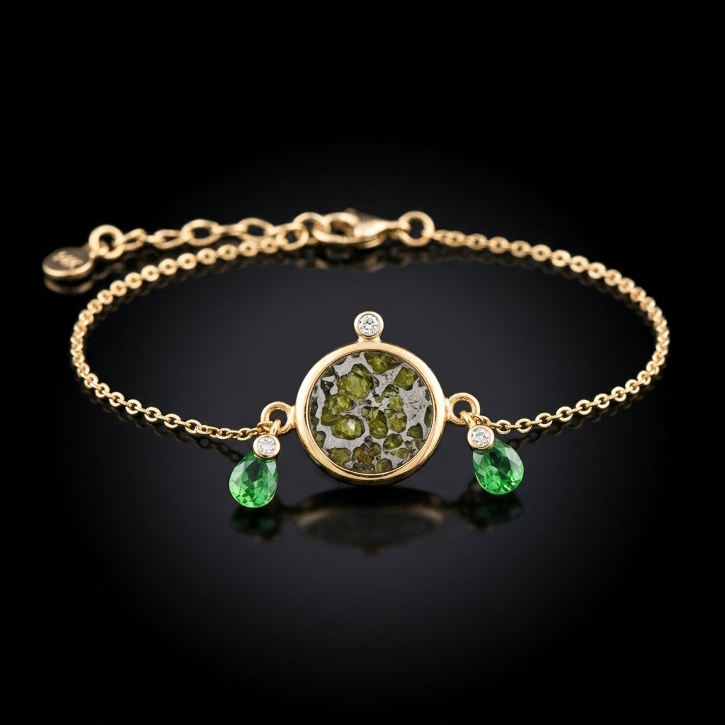 Pallasite Chain Drop Bracelet