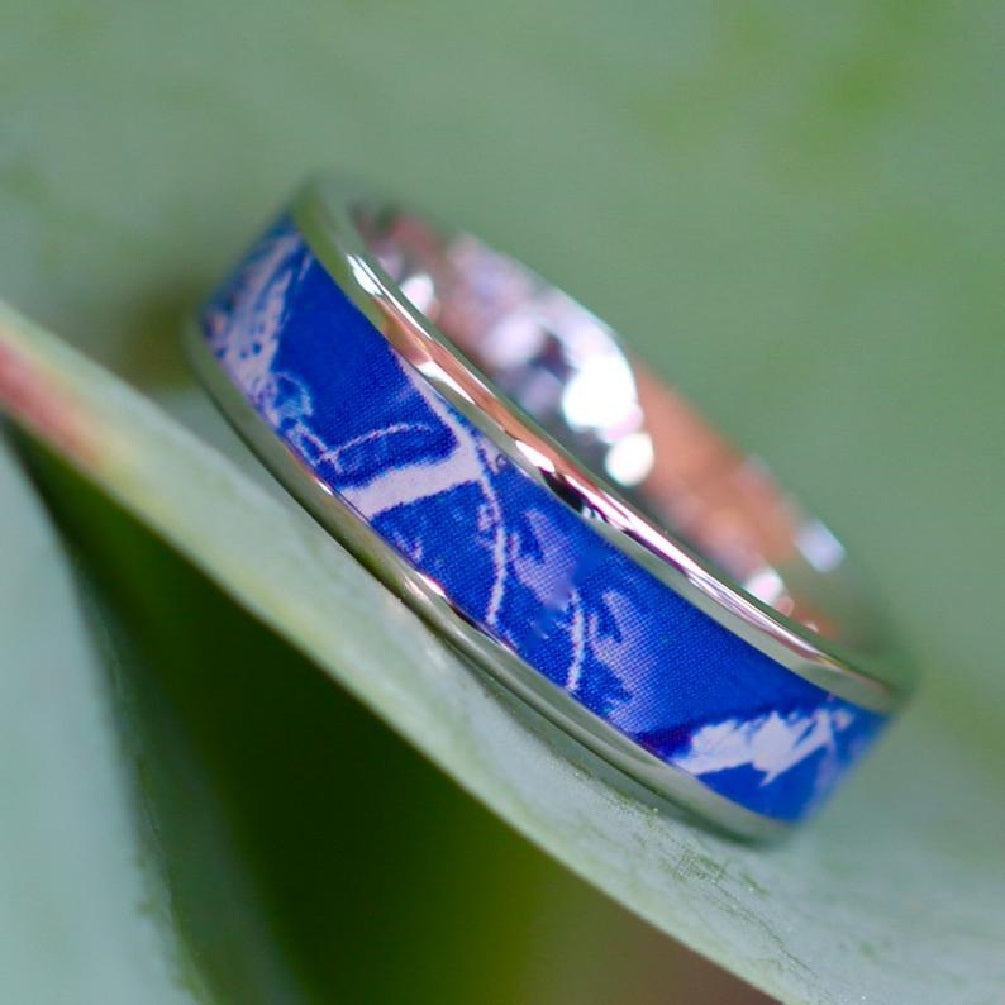 Blue Stealth - Unique Engagement and Band Set | Engagement Ring for Woman | Unique Wedding Bands Set