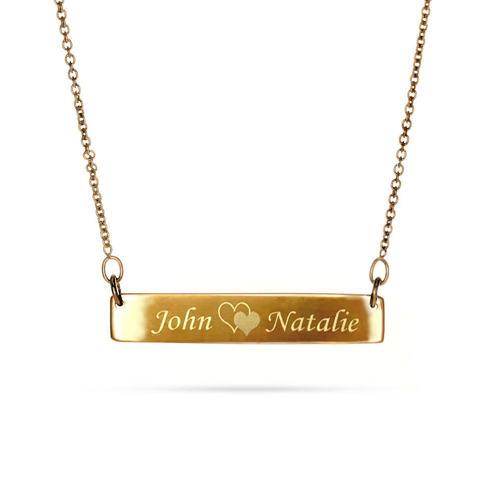 Custom Engraved 14K Gold Plated Name Plate Necklace