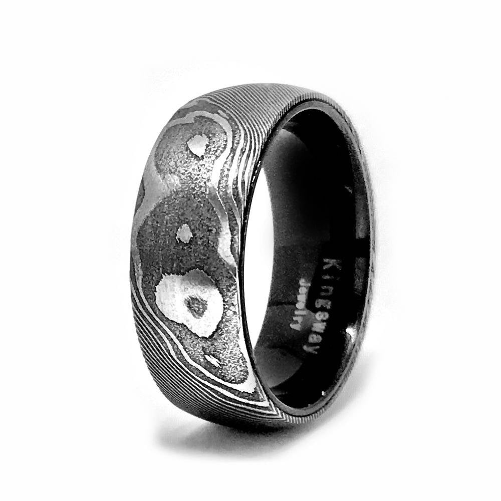 Damascus Steel Ring Wedding Band 8mm