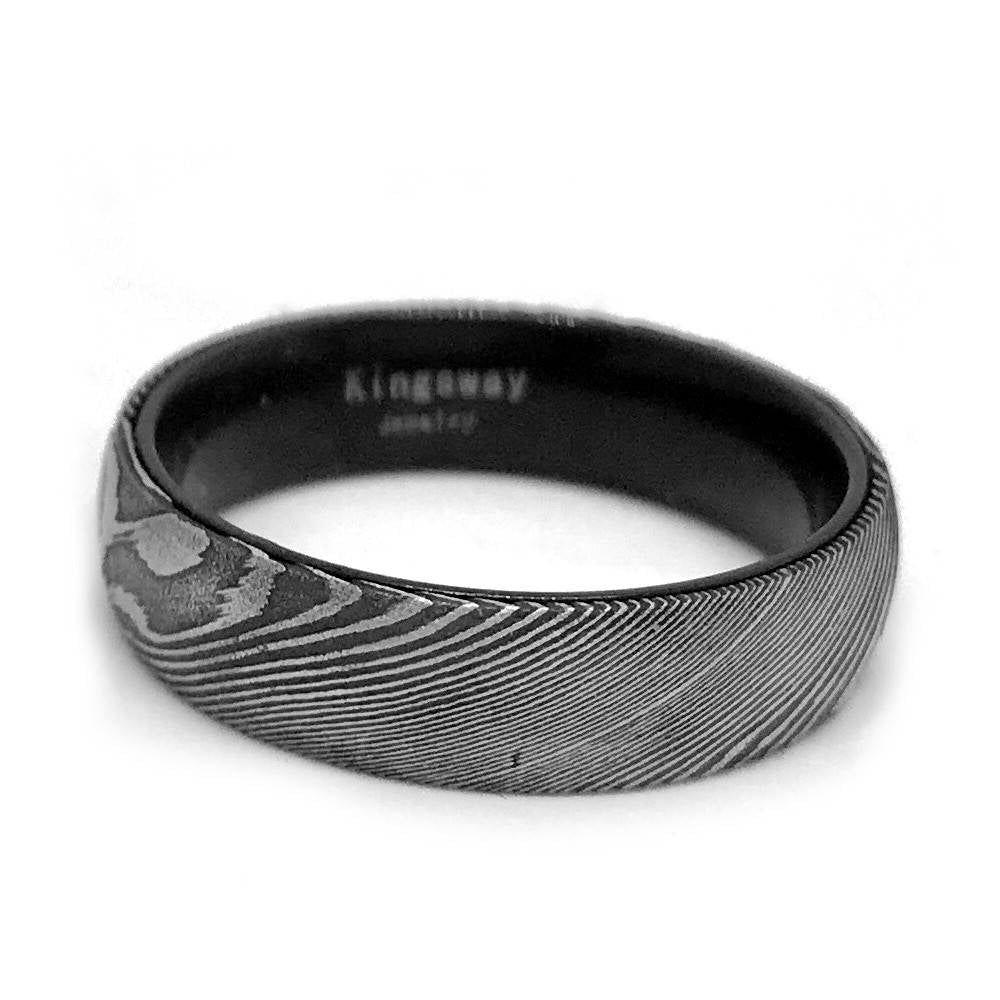 Black Damascus steel Ring for Men | Mokume Gane Wedding Band for Men | 6mm