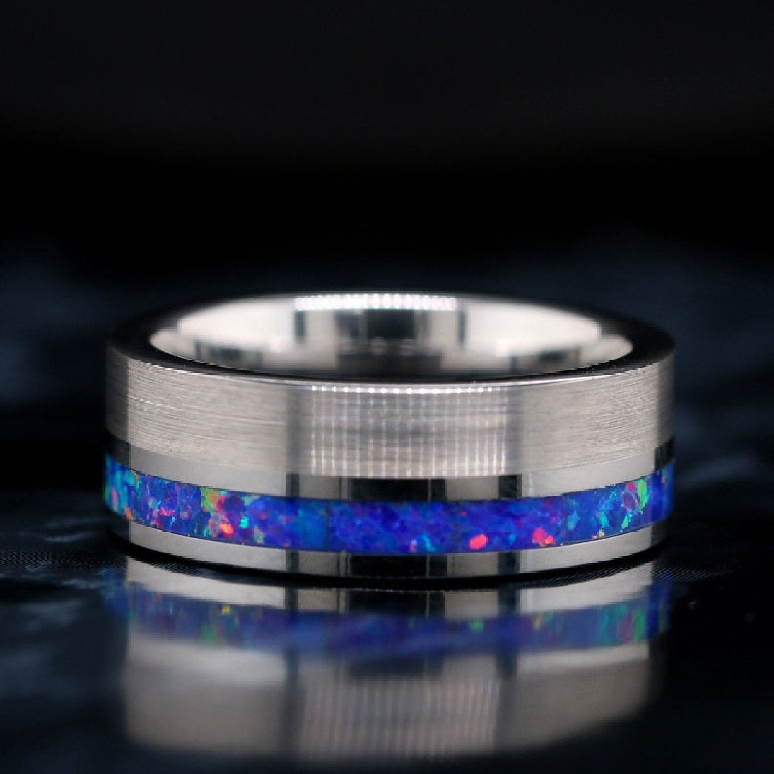 Tungsten Male Wedding Bands | Opal Bands for Men