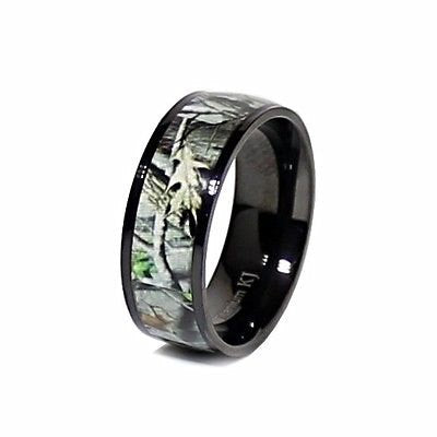 Titanium Black Camo Ring Hunting Camouflage Wedding Band