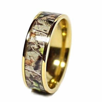 14K Gold plating Camo Ring Camouflage Wedding Band | Titanium Wedding Band