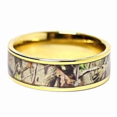 14K Gold plating Camo Ring Camouflage Wedding Band | Titanium Wedding Band