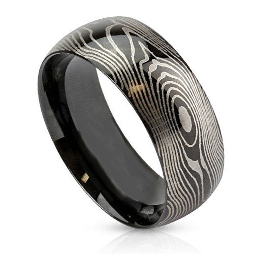 Replica Damascus Steel Ring Mokume Gane Wedding Band