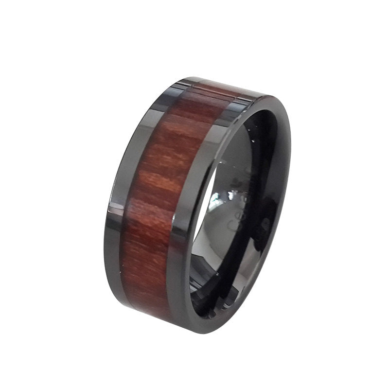 3 PCs Engagement Ring Set | Koa Wood Ring for Women | Stainless Steel Wedding Bands for Him & Her