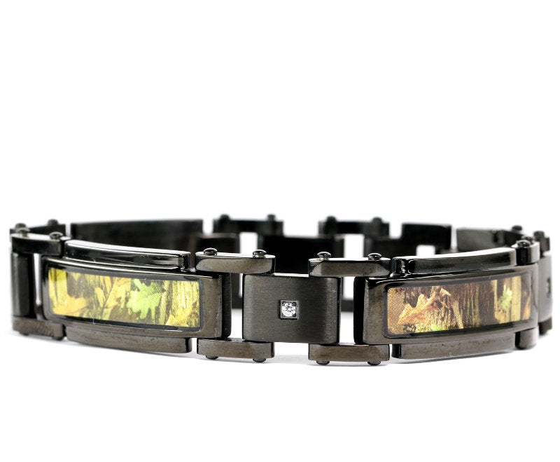 3 pc Black Camo Jewelry Set Hunting Bracelet Ring Dog Tag